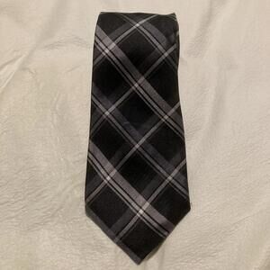 NWOT Chaps Black/Gray Plaid Tie 57/3